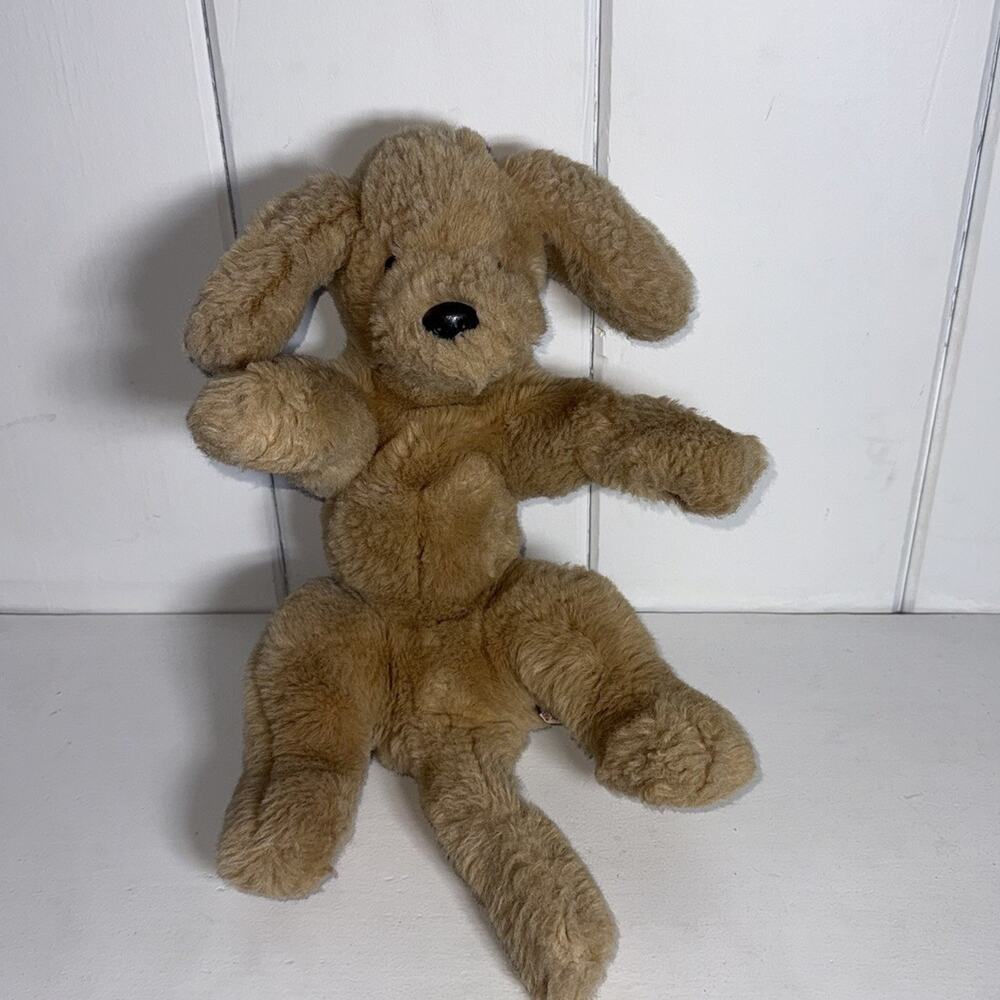 Gund Vintage 1985 Muttsy Puppy Original Gold Ear Tag Plushy Stuffed Animal 20”